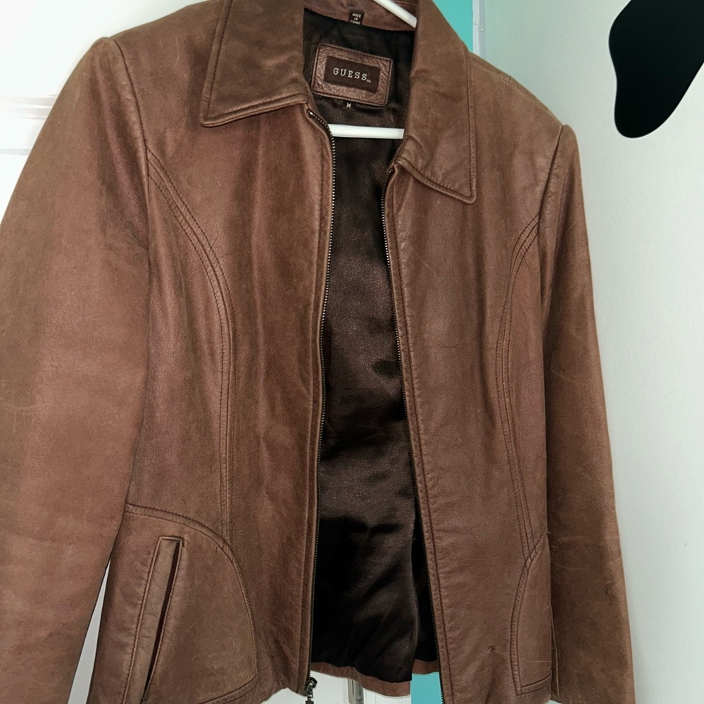 Guess Women's Brown Leather Jacket